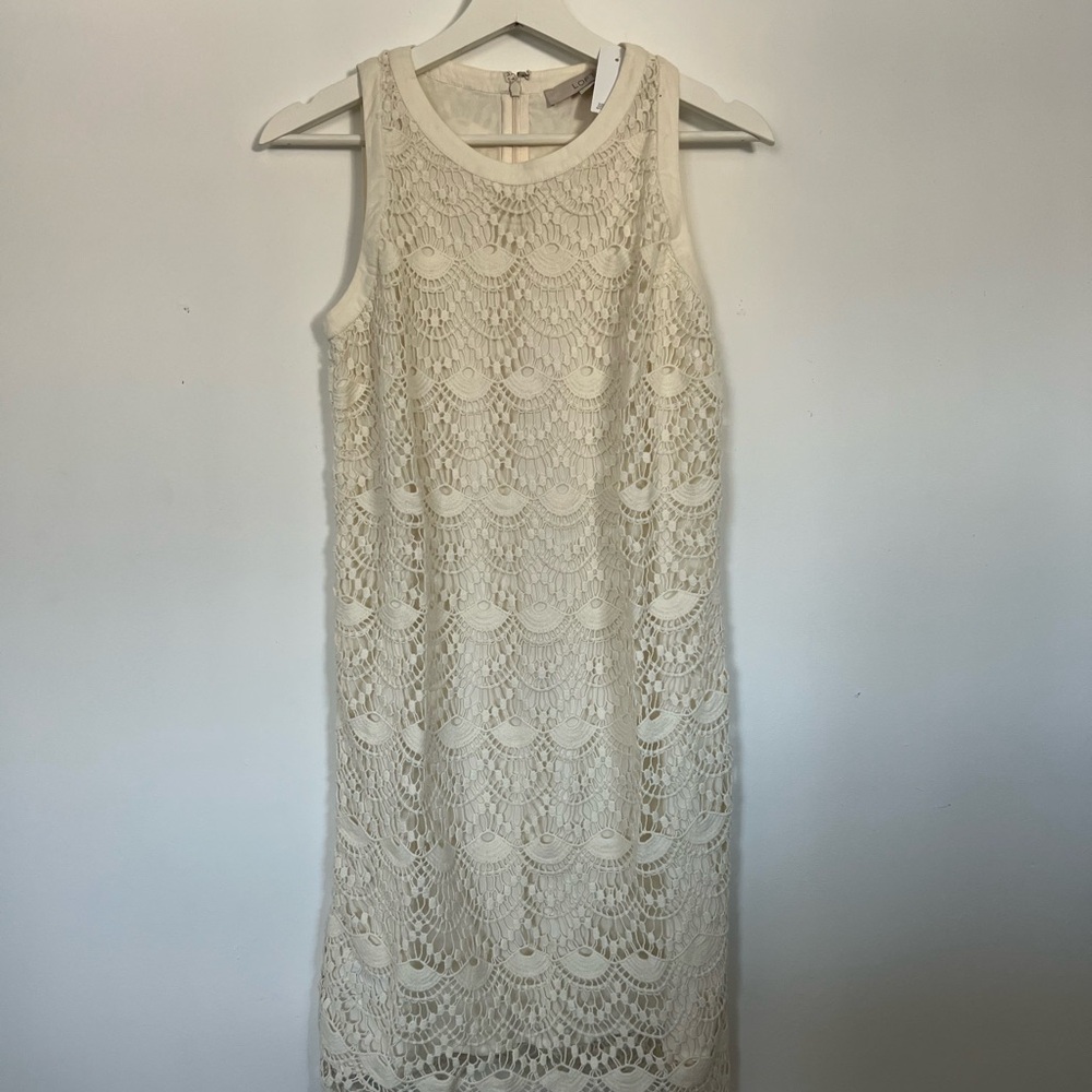 LOFT Cream Lace Midi Dress
